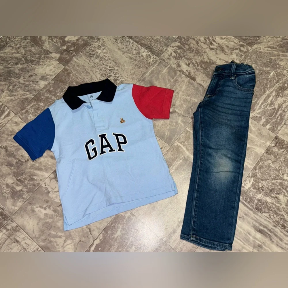 GAP Boys 4T Polo Shirt & Slim Jeans 2 Piece Outfit Set